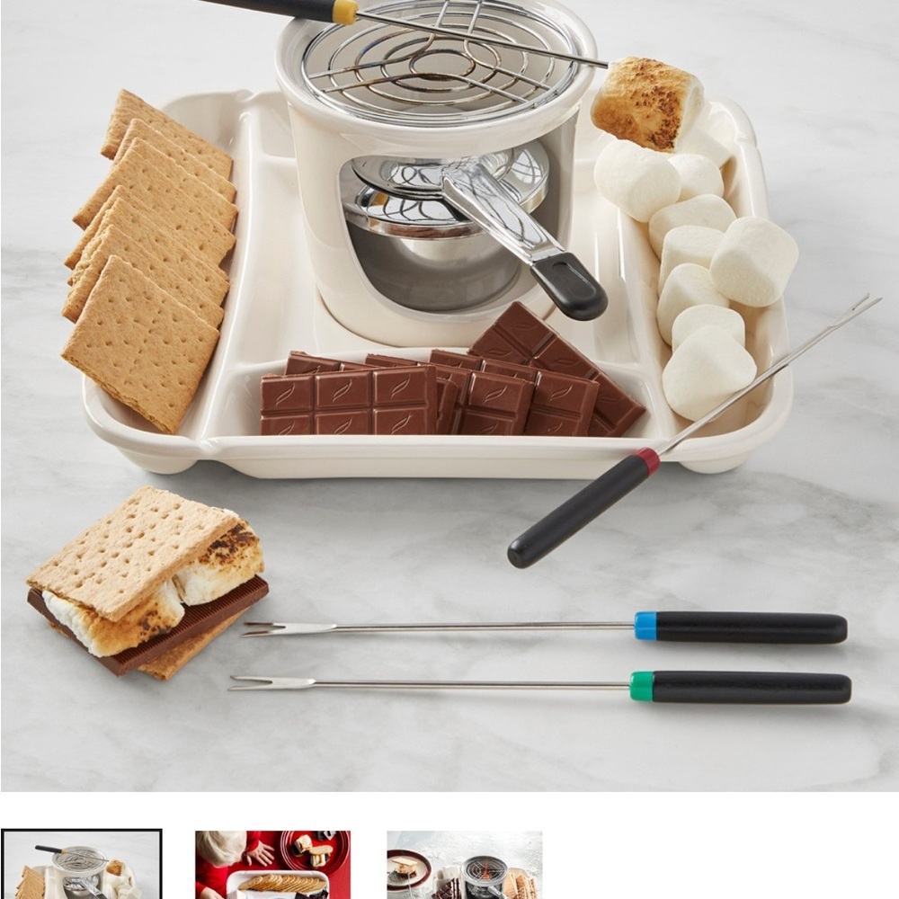 Williams Sonoma Cream S'mores Maker with Black Forks